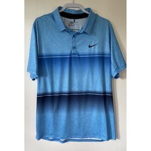 Nike Golf Men's Blue Stripe Polo Standard Fit Dri Fit Size XL